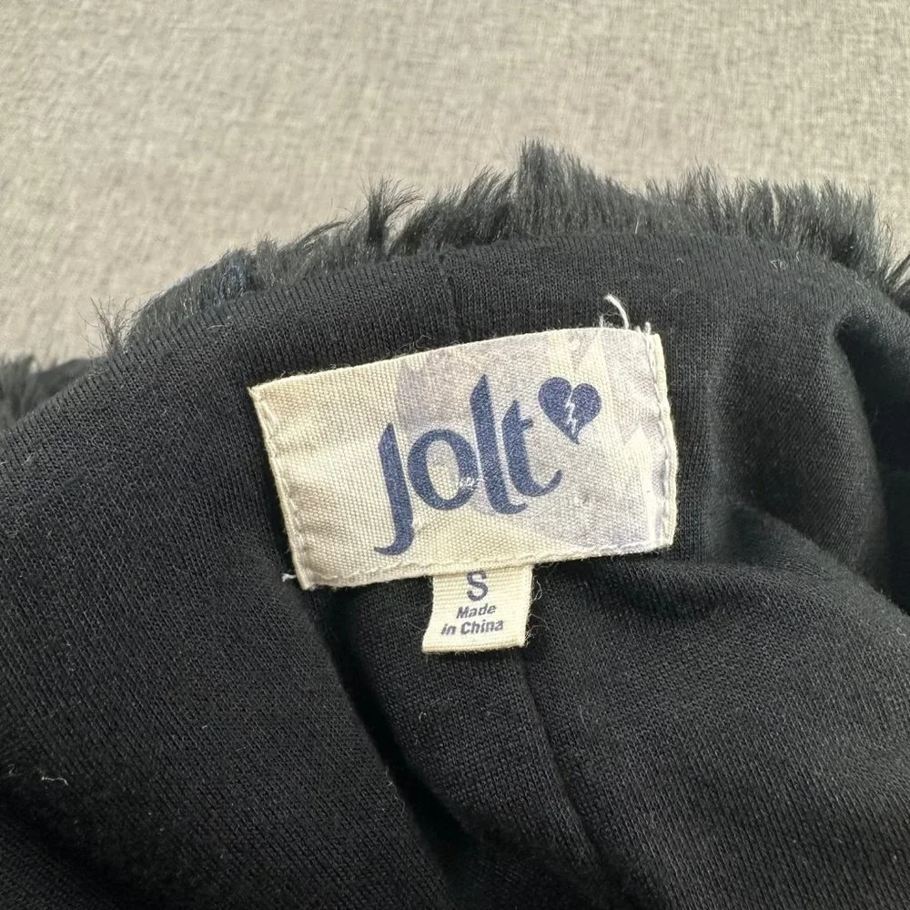 Jolt Faux Fur Vest Black‎ Small Polyester Open Vest Jacket Fuzzy Plush Top